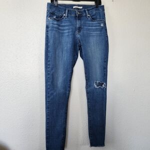 Levi's Women's Curvy Skinny Fit Distressed Blue Jeans Size 31